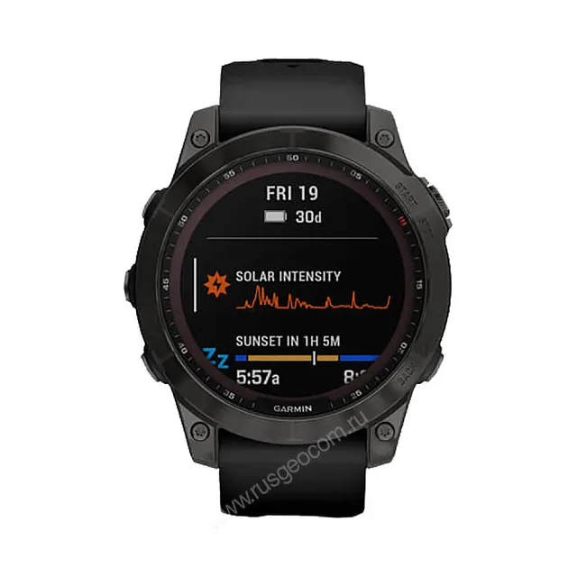 Часы Garmin Fenix 7 Sapphire Solar титановый черный DLC с черным ремешком