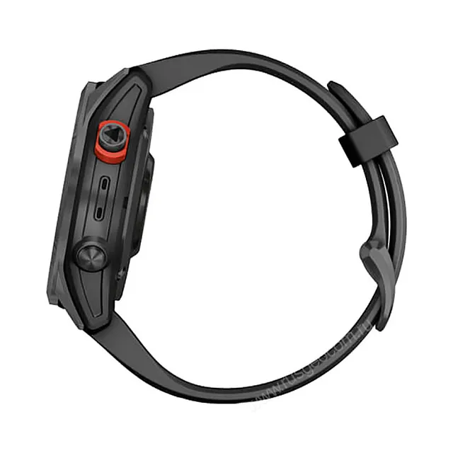 Часы Garmin Fenix 7S Solar серый с черным силиконовым ремешком