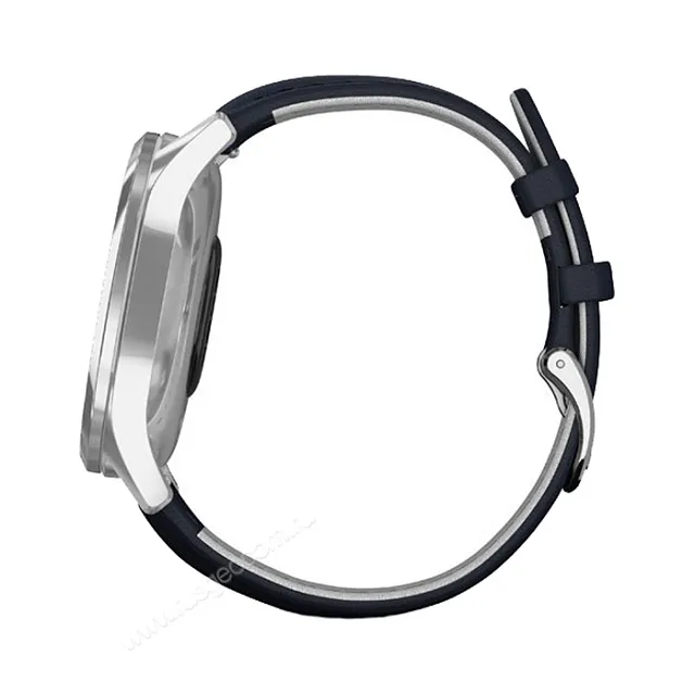 Часы Garmin Vivomove Luxe серебристый с темно-синим кожаным ремешком