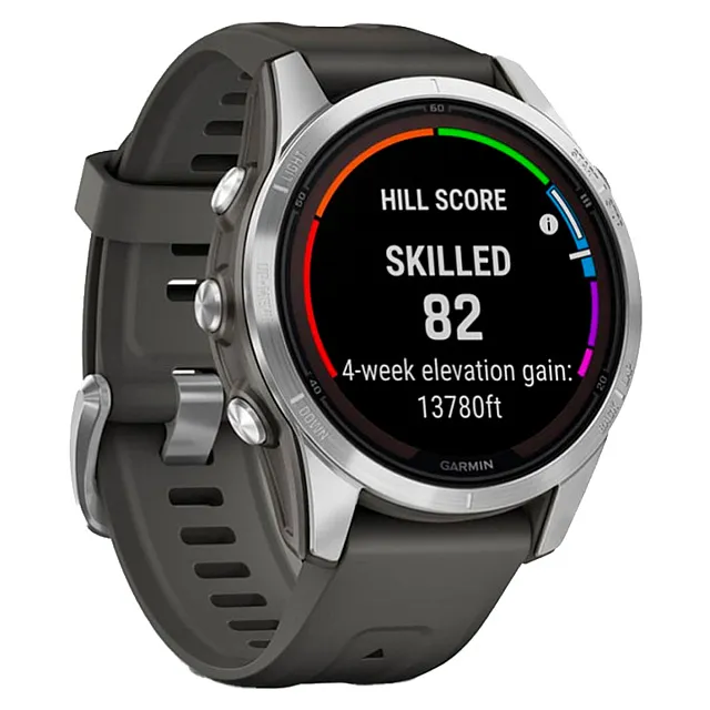 Часы Garmin Fenix 7S Pro Solar серебристый с черным ремешком