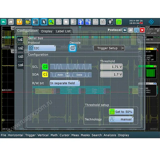 Опция синхронизации и декодирования последовательных данных I2C/SPI Rohde & Schwarz RTE-K1