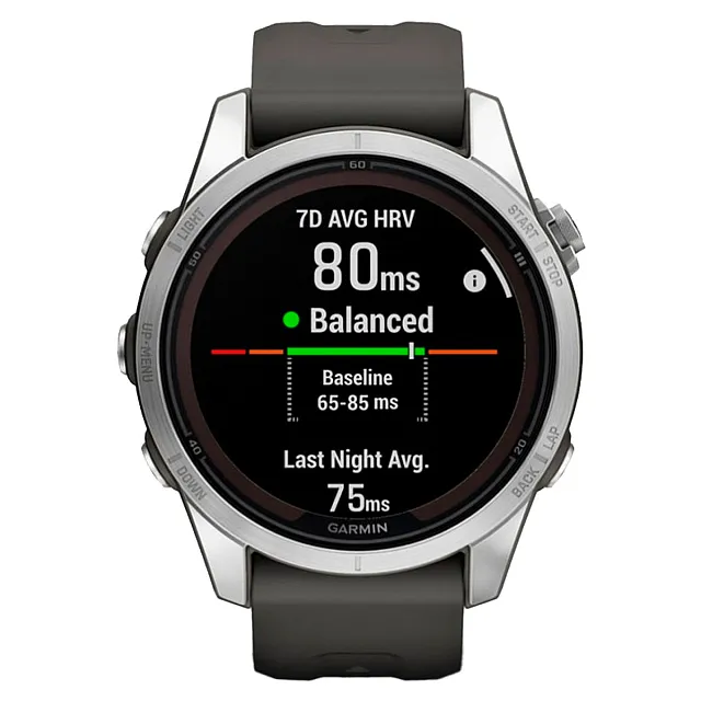 Часы Garmin Fenix 7S Pro Solar серебристый с черным ремешком