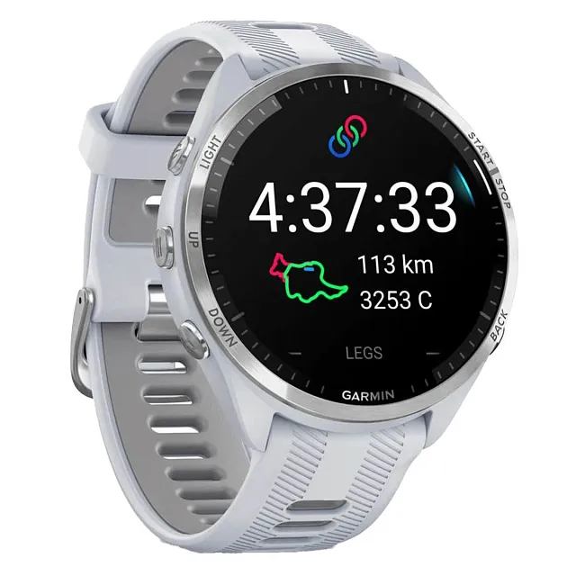 Часы Garmin Forerunner 965 белые, титановый безель, с белым ремешком