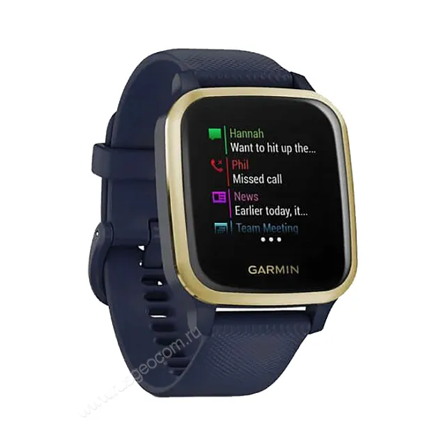 Часы Garmin Venu Sq Music Edition темно-синий с золотистым алюминиевым безелем