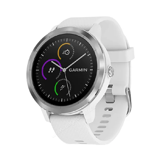 Часы Garmin Vivoactive 3 серебристые с белым ремешком