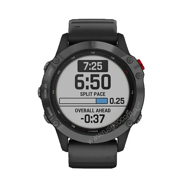 Часы Garmin Fenix 6 Pro Solar серые с черным ремешком