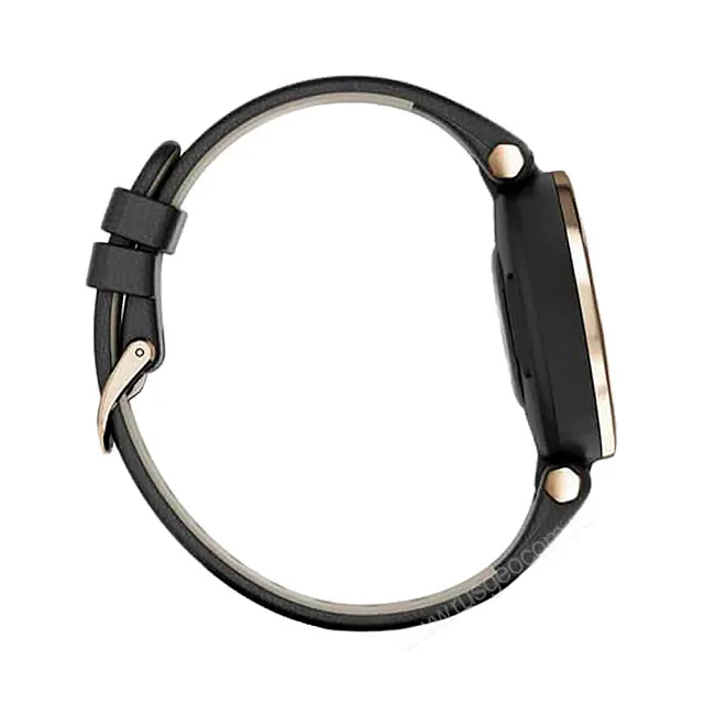 Часы Garmin Lily кремово-золотистый безель, черный корпус и итальянский кожаный ремешок
