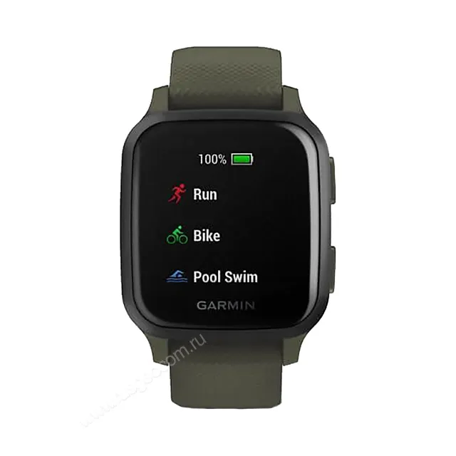 Часы Garmin Venu Sq Music Edition темно-зеленый с серым алюминиевым безелем
