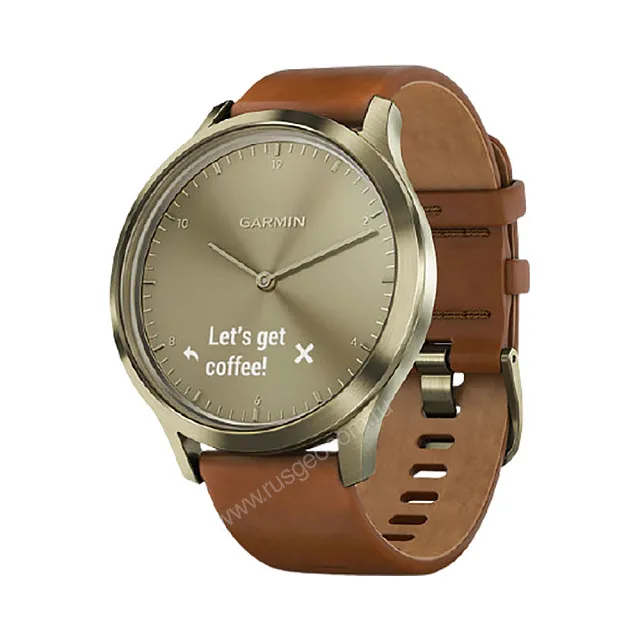 Часы Garmin Vivomove HR золотые со светло-коричневым кожаным ремешком