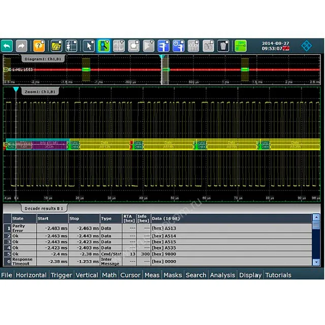 Опция синхронизации и декодирования последовательных шин данных MIL-1553 Rohde & Schwarz RTM-K6