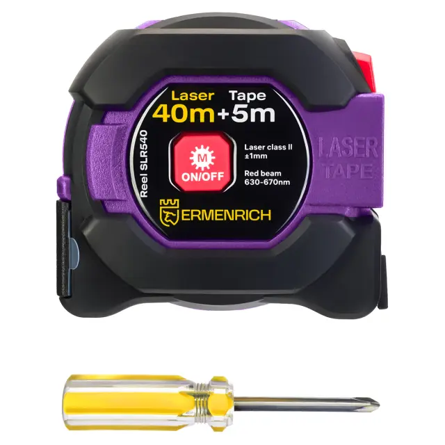 Рулетка с лазерным дальномером Ermenrich Reel SLR540 фиолетовый