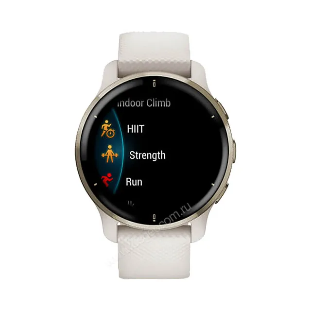 Часы Garmin Venu 2 Plus цвета слоновой кости с безелем цвета кремовое золото и силиконовым ремешком