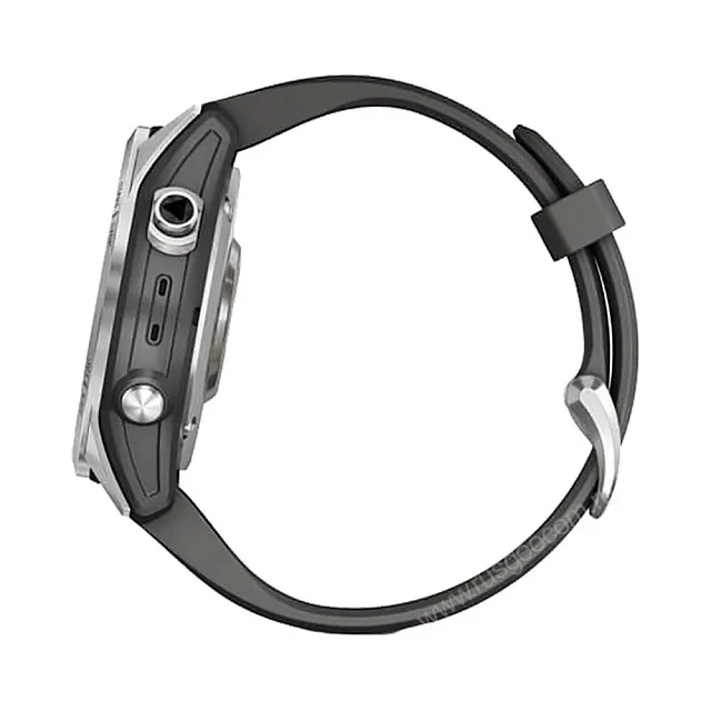 Часы Garmin Fenix 7S серебристый с графитовым силиконовым ремешком