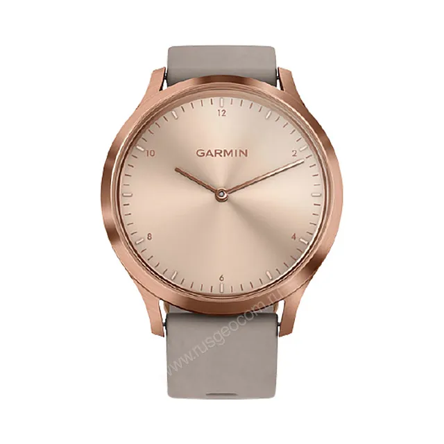 Часы Garmin Vivomove HR Premium розовое золото с бежевым кожаным ремешком