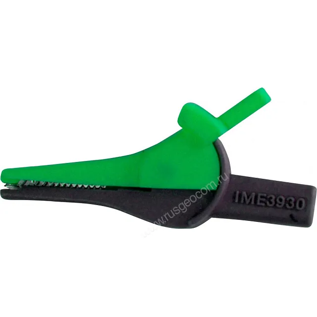 Зажим изолированный типа "крокодил", прямой, зеленый Радио-Сервис 127995