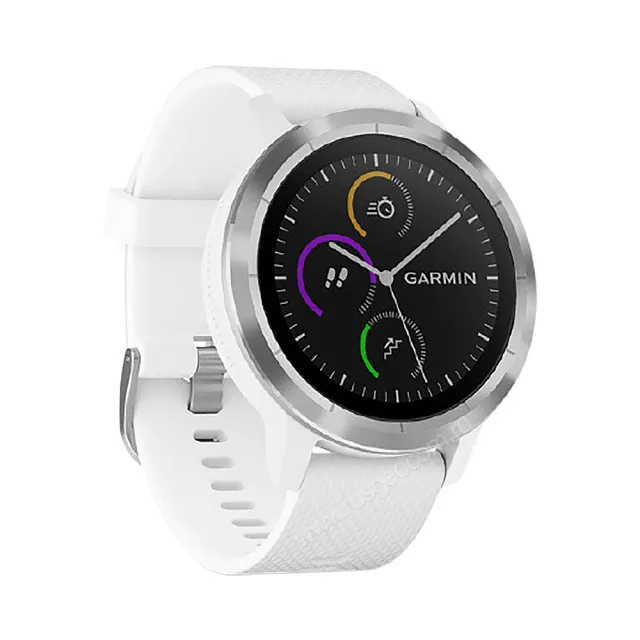 Часы Garmin Vivoactive 3 серебристые с белым ремешком